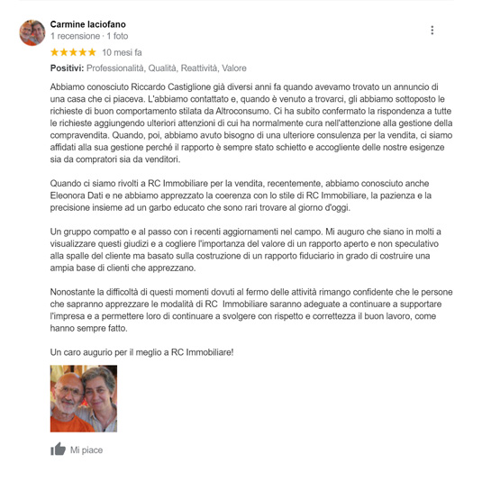 Recensione Google 5 stelle di Carmine Iaciofano Recensione Google di Carmine Iaciofano