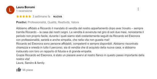 Recensione Google 5 stelle di Laura Bonomi Recensione Google di Laura Bonomi